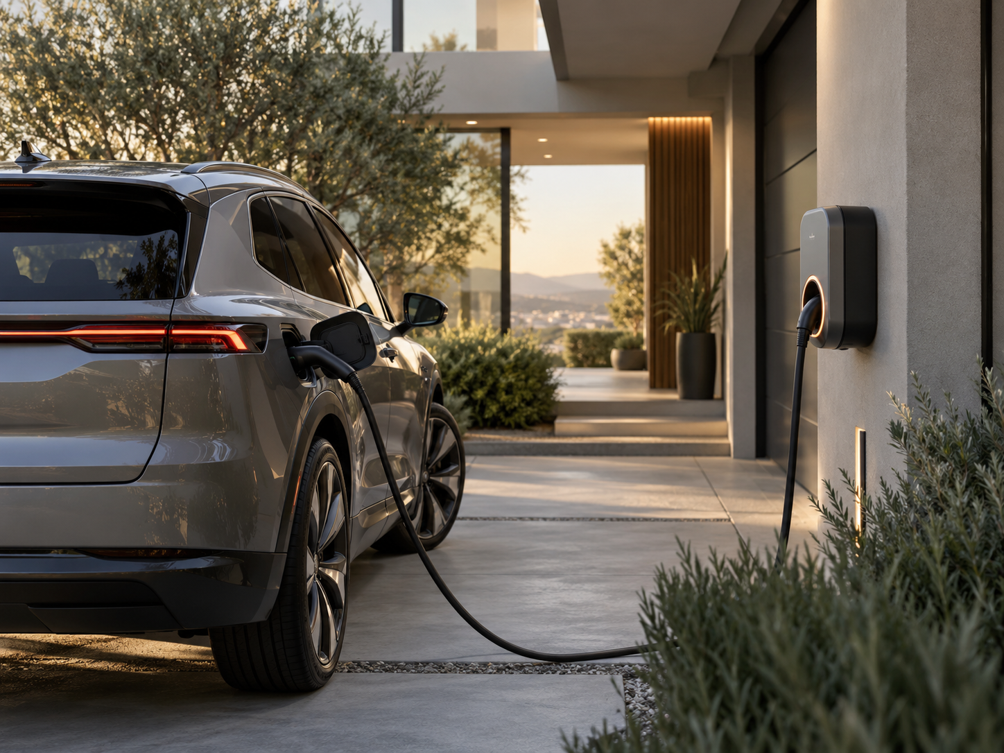 Auto elettrica in ricarica con wallbox privata